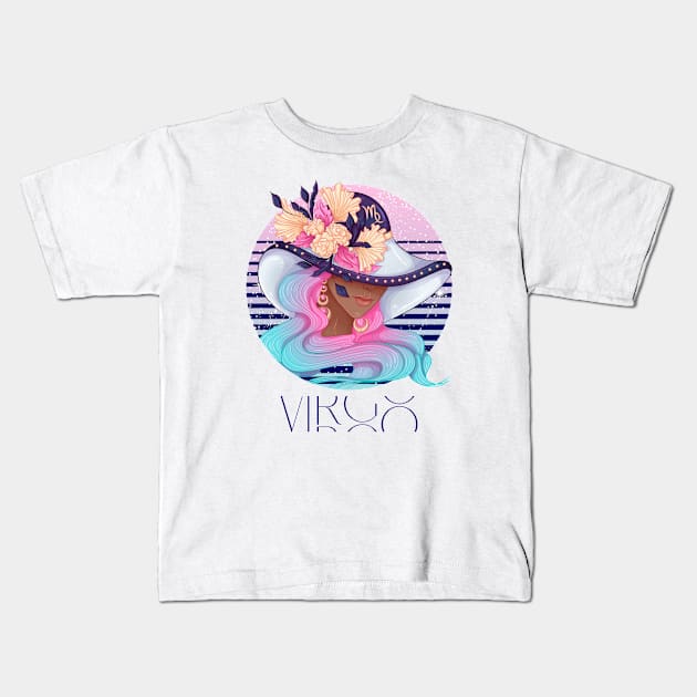 Virgo Zodiac Sign | Circle Beautiful Girl Kids T-Shirt by Violete Designs